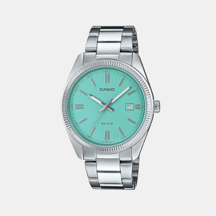 Casio Enticer Men Quartz Blue Dial Analog Stainless Steel Watch A2371