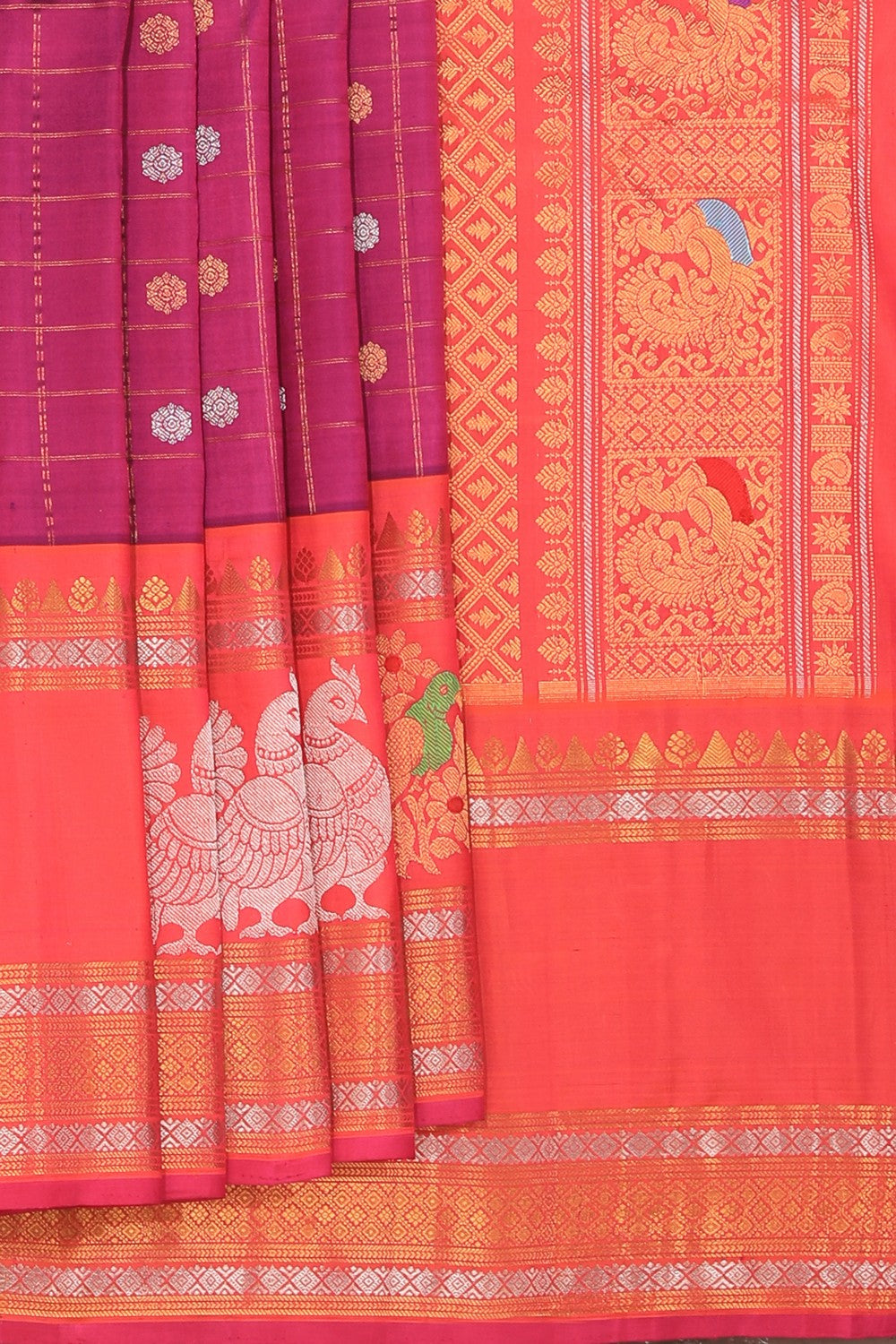 Kalanjali Gadwal Silk Magenta-Pink Saree – Women's