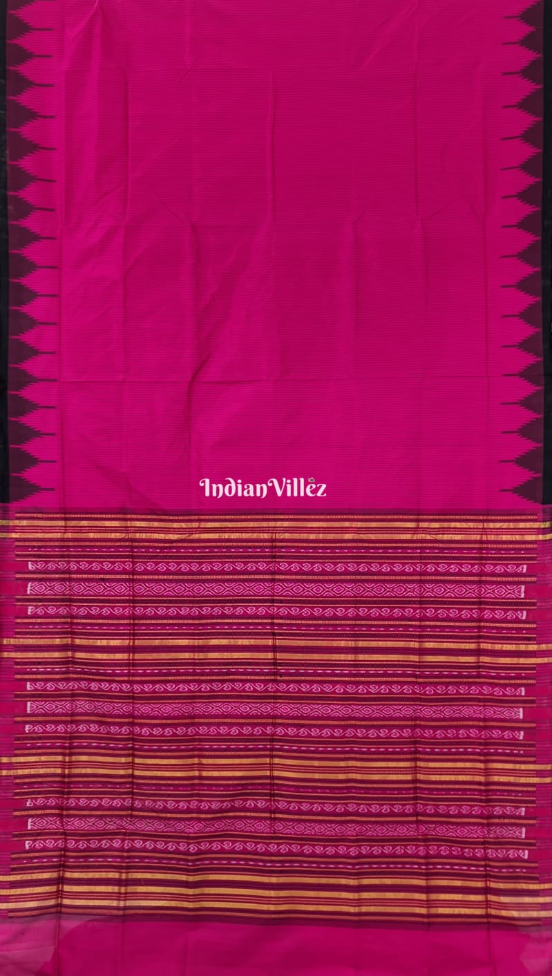 IndianVillèz Pink Stripes Sambalpuri Ikat Silk saree with Zari Tissue Pallu