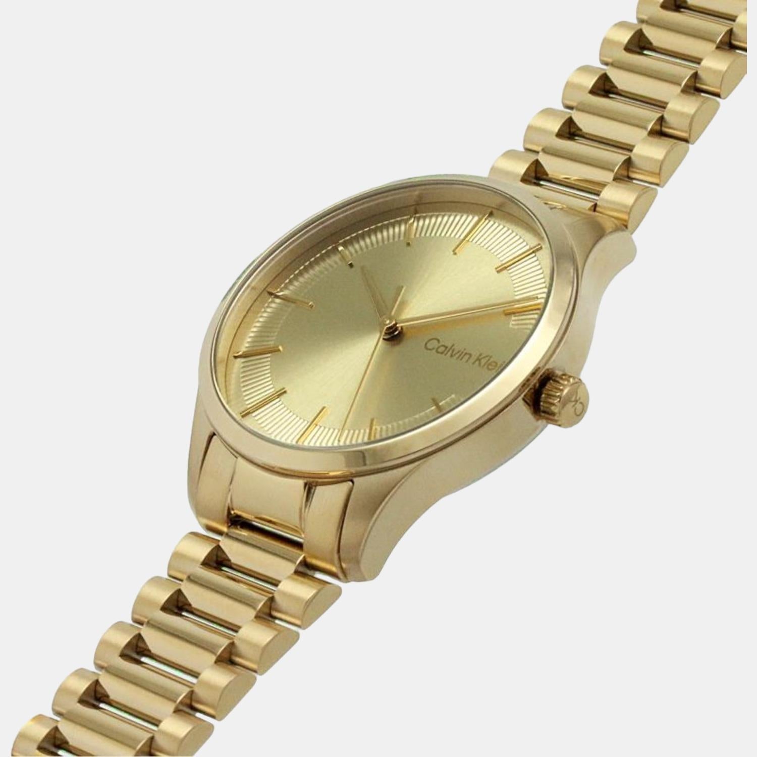 Calvin Klein Ck Iconic Unisex Quartz Gold Dial Analog Stainless Steel Watch 25200038 - view 4