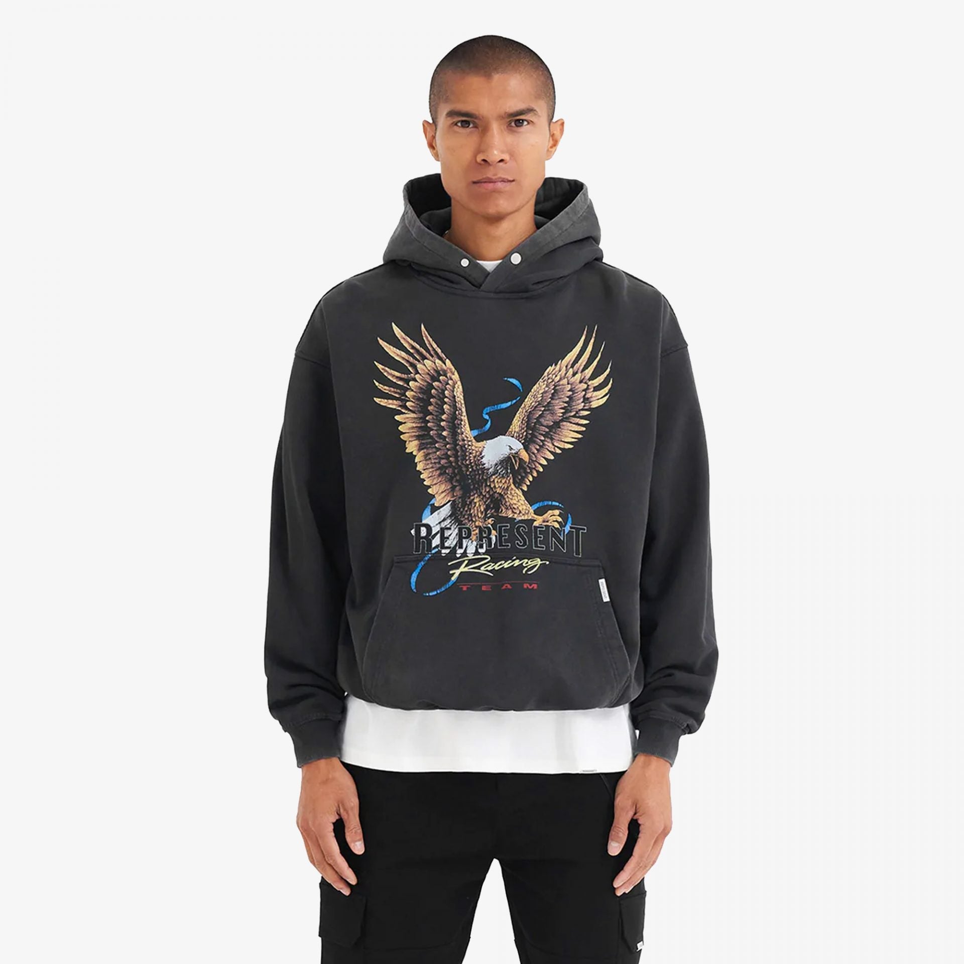 Represent | RACING TEAM EAGLE HOODIE { BLACK - view 5