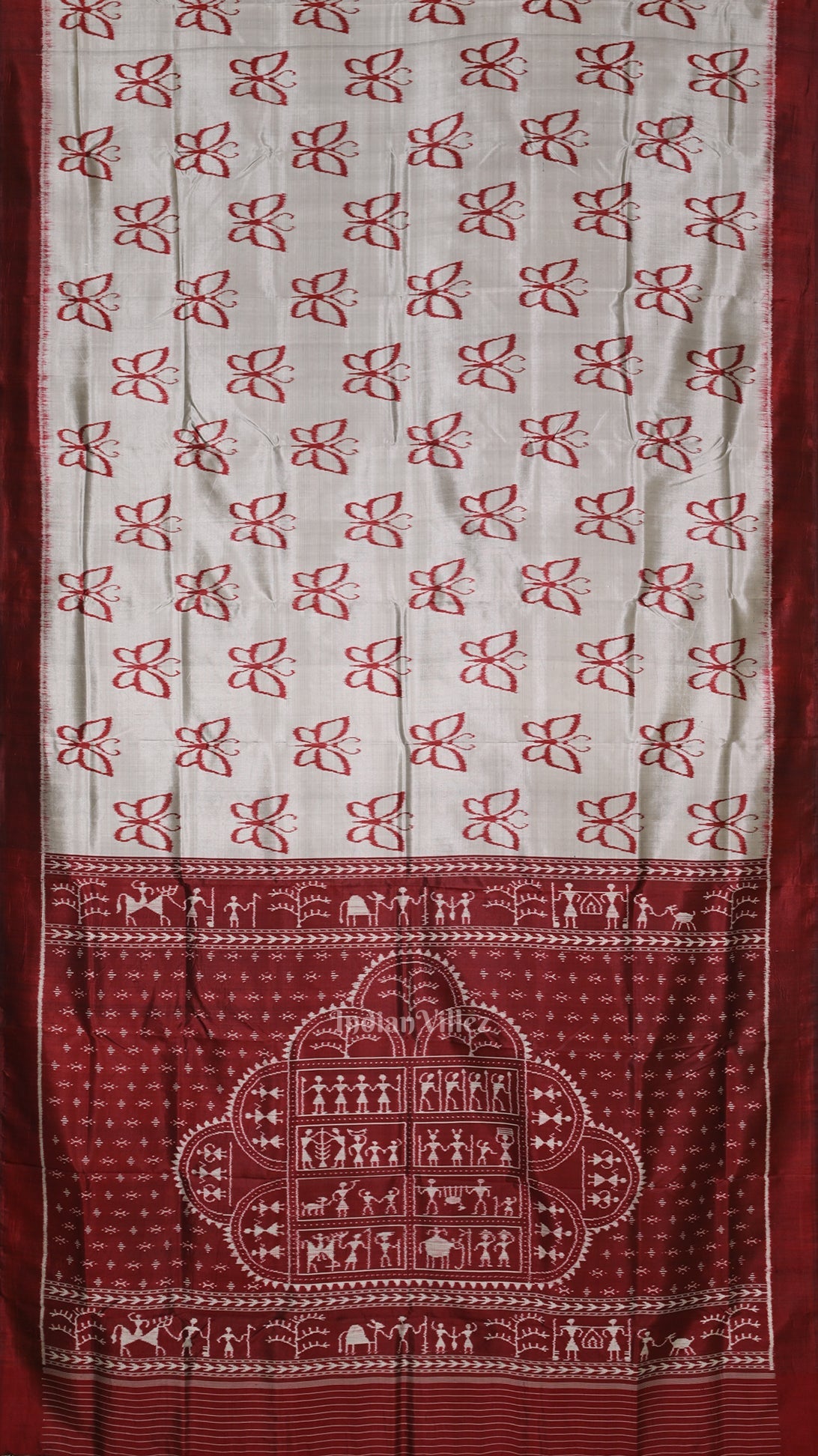 IndianVillèz Gray Maroon Butterfly Designer Contemporary Silk Saree - view 2