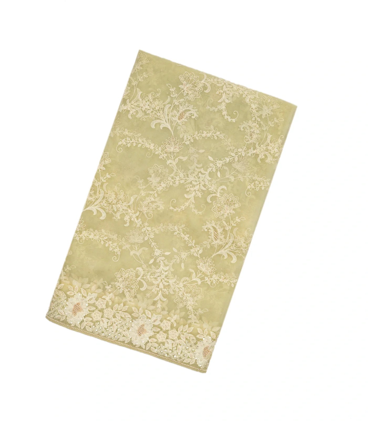 RmKV Cream Woven Viscose Saree With Floral Embroidery