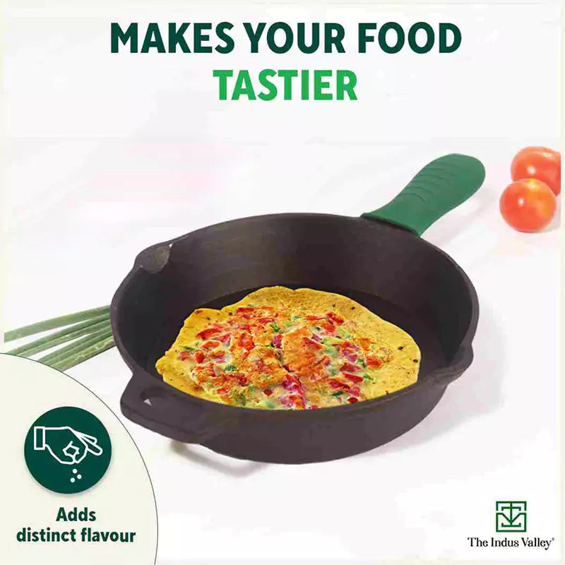 The Indus Valley Super Smooth Cast Iron Fry Pan, Silicon Handle, 100% Pure, Toxin-free,Pre-seasoned, Induction, Non-stick, 20.3/25.4cm, 1.3/1.7L, 2.3/ - view 9