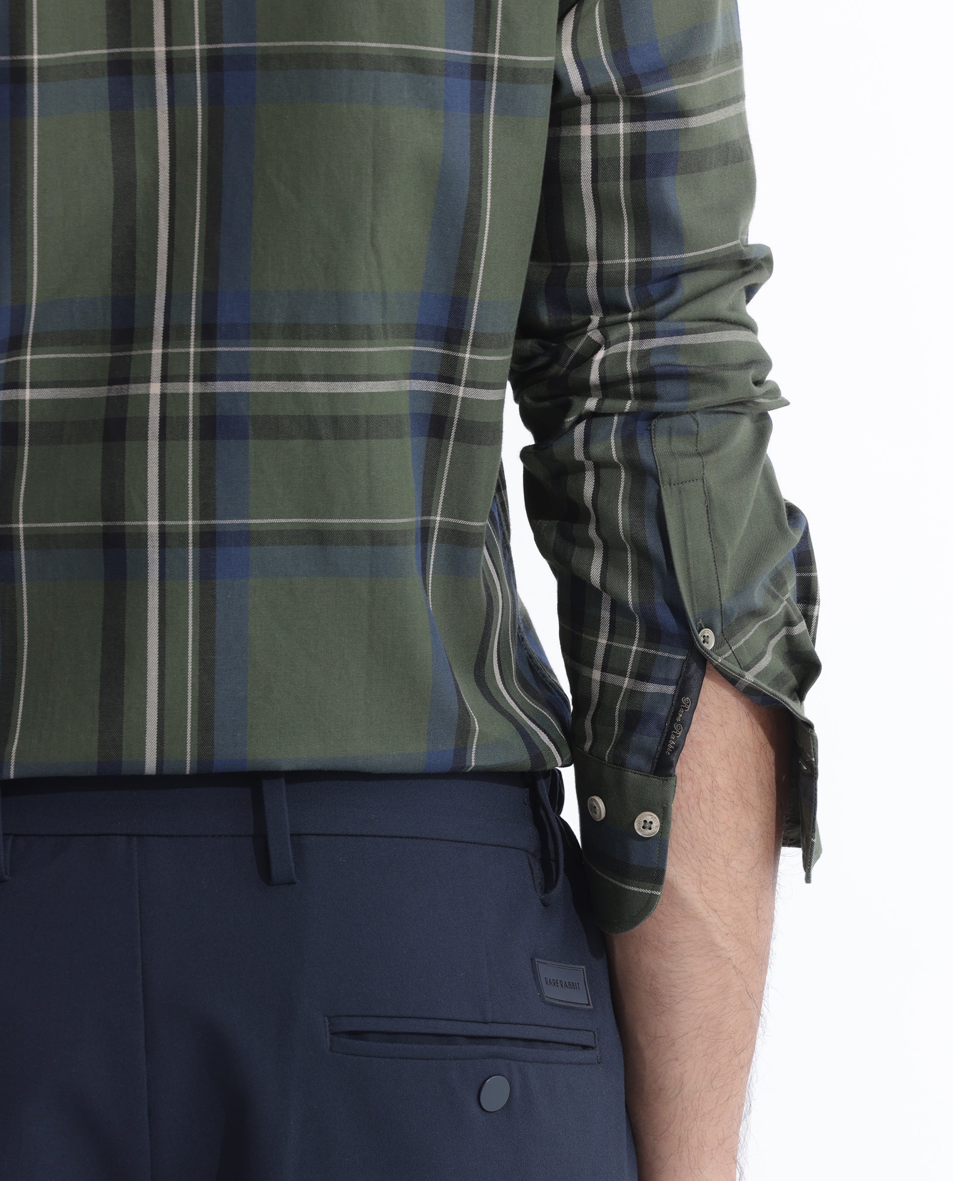 Rare Rabbit Men's Cosen Dark Green Full Sleeves Checks Shirt - view 5