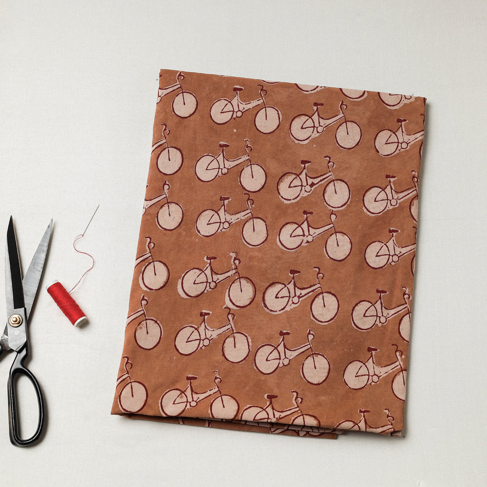 BINDAAS UNLIMITED Brown - Bindaas Block Art Printed Cotton Natural Dyed Precut Fabric (1.8 meter)