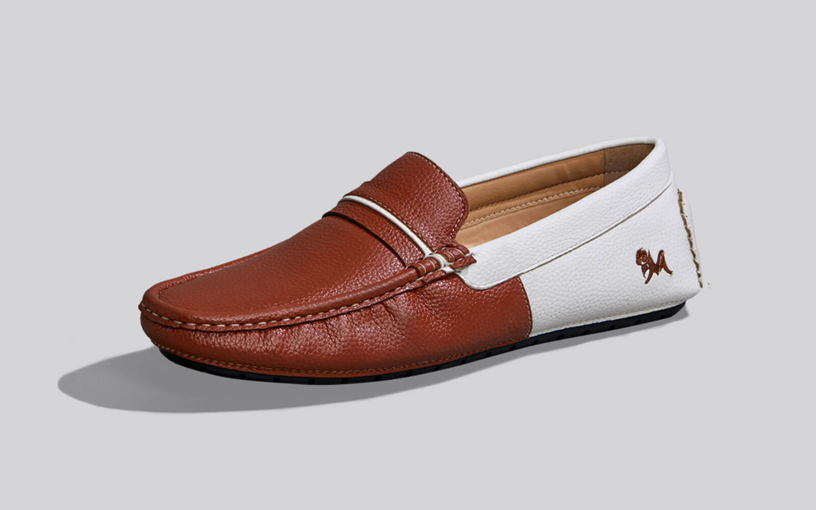 Neeman's Color Block Loafers : White-Tan