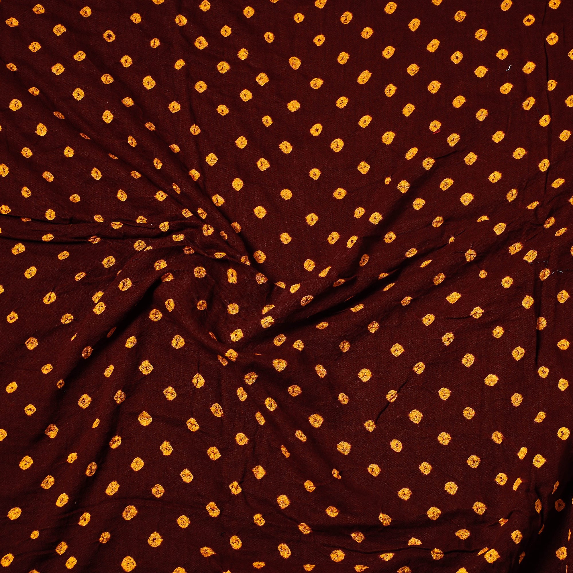 KACHCHH JI CHHAAP Brown - Kutch Bandhani Tie-Dye Satin Cotton Precut Fabric (1.6 Meter) - view 2
