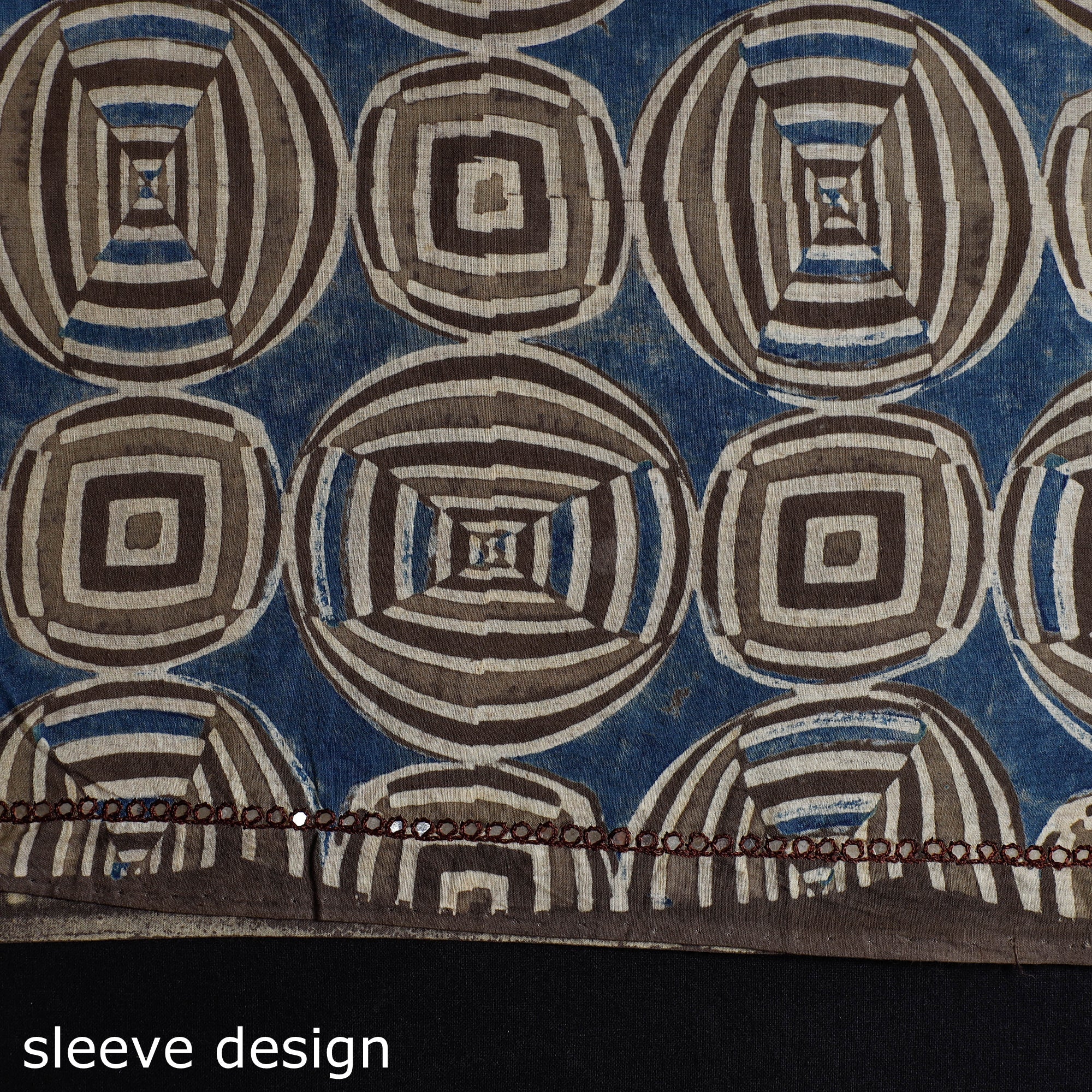 NOORI BAZAR Blue - Bead Work Embroidery Ajrakh Print Cotton Kurta Material - 2.5 meters - view 4