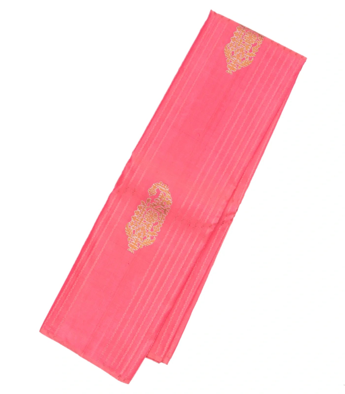 RmKV Bubblegum Pink Handloom Kanchipuram Silk Saree With Stripes And Buttas