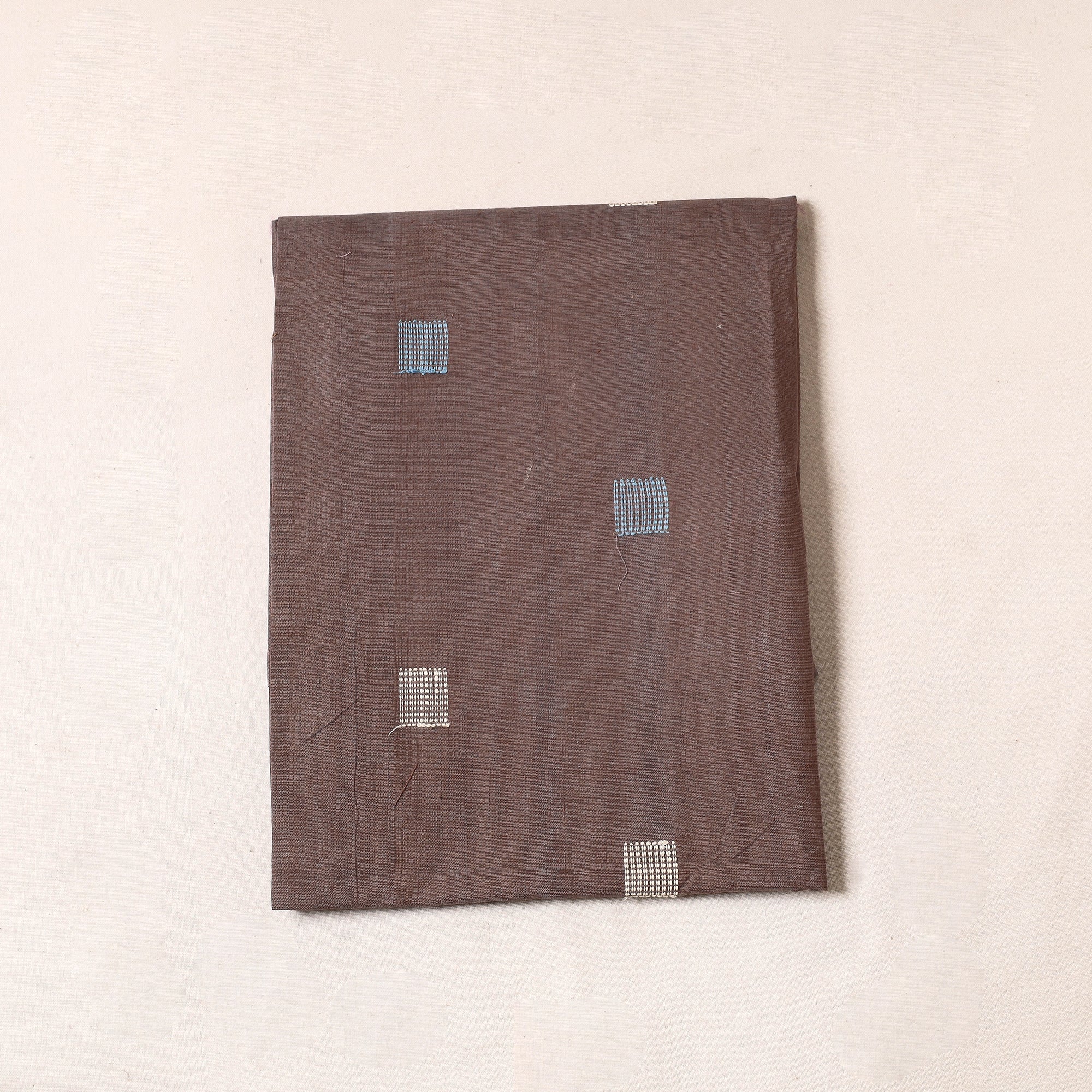CREYO Brown - Godavari Jamdani Buti Pure Handloom Cotton Precut Fabric (1 Meter)