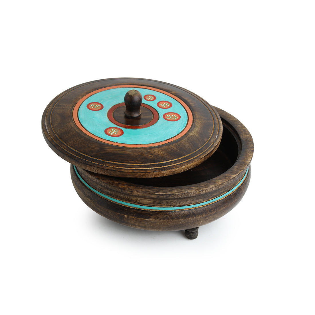 EXCLUSIVELANE 'Desert Stash' Handpainted Chapati Box In Mango Wood - view 2