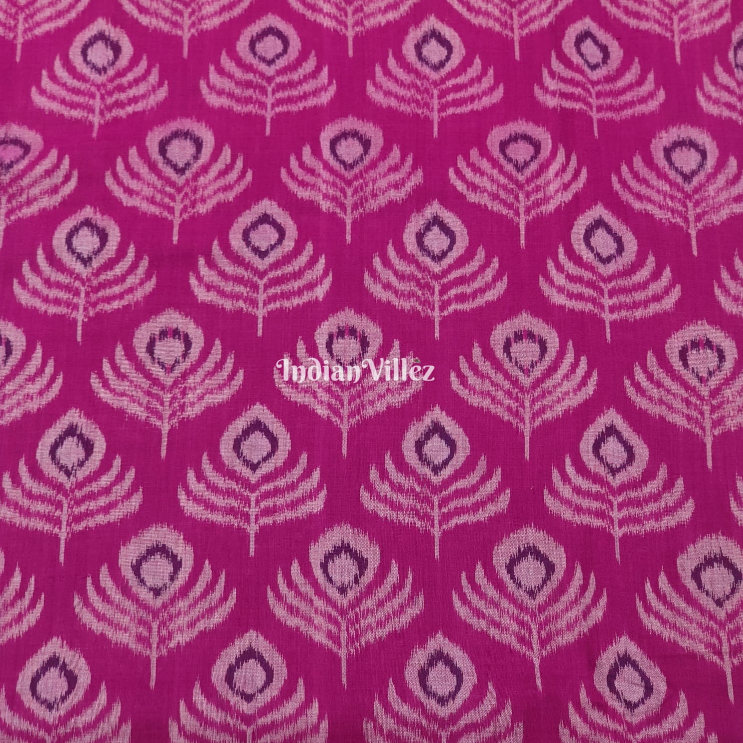 IndianVillèz Magenta Pink Mayurchandrika Sambalpuri Cotton Fabric - view 2