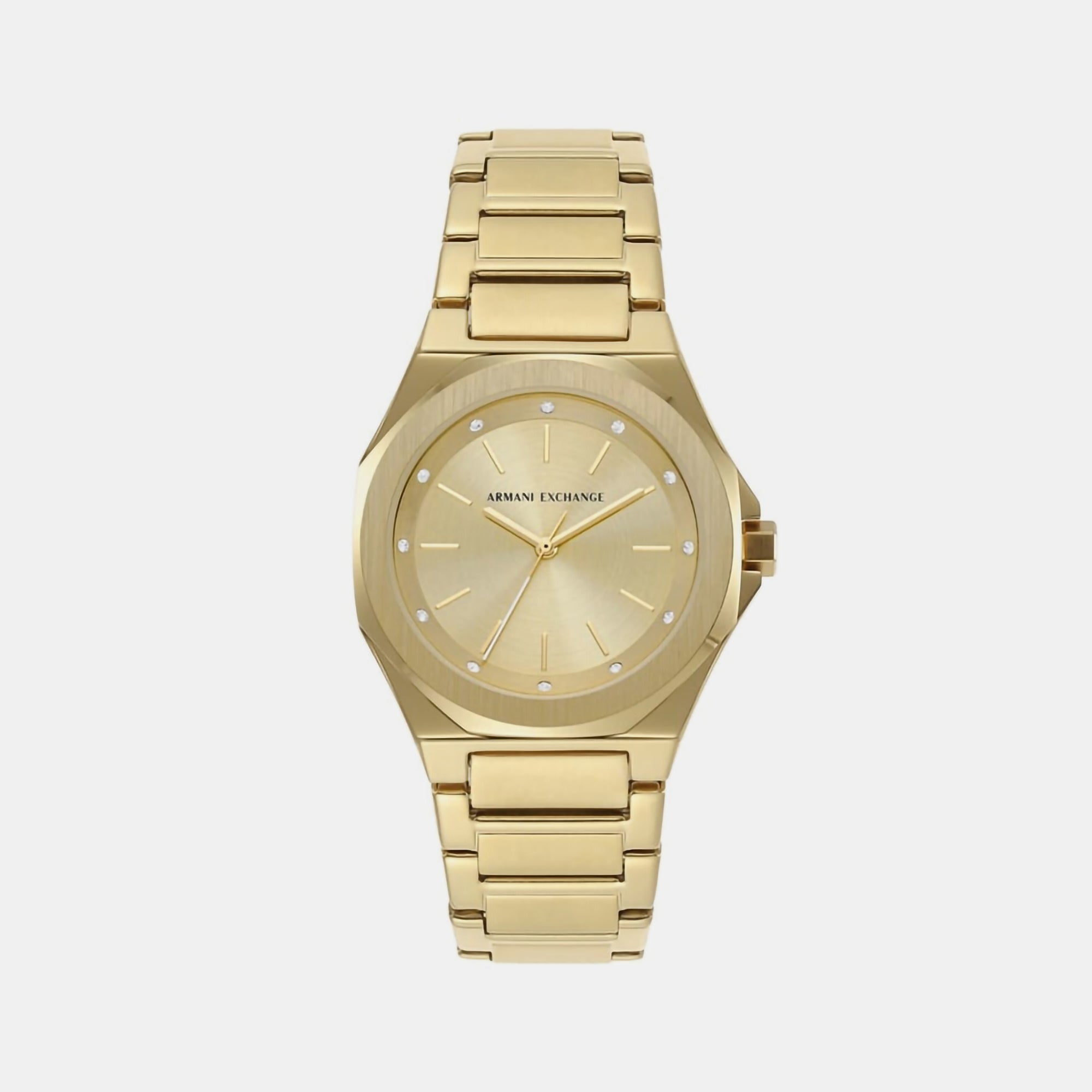Armani Exchange Andrea Women Quartz Gold Dial Analog Stainless Steel Watch AX4608