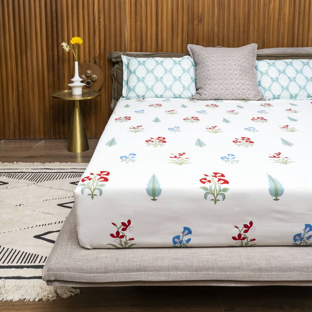 Urban Space -Home Furnishing Store Cotton Bedsheet + AC Blanket Combo Pack - (Combo 10 - High Garden Red + High Garden Red) - view 2