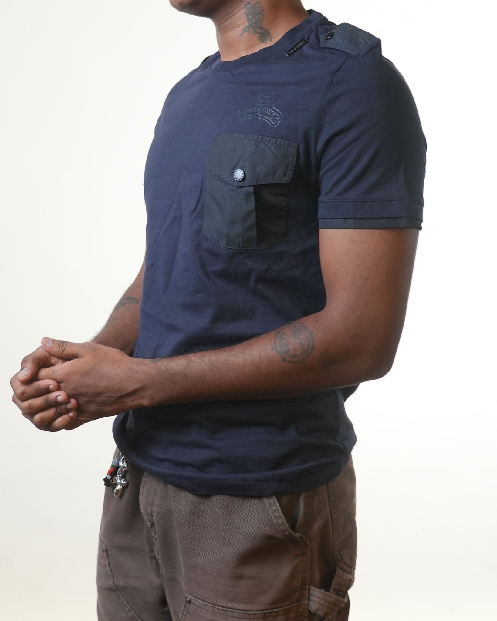 Gf Ferre Navy Blue Shoulder Flap Tshirt - view 2