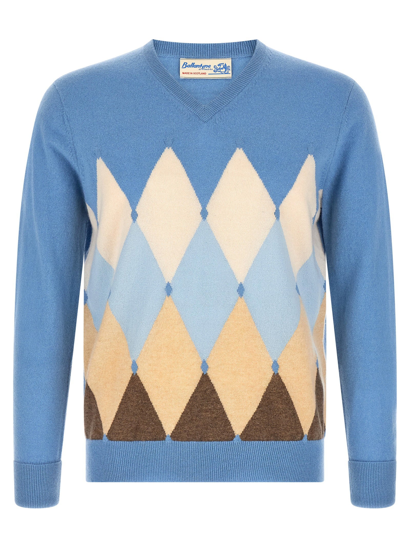 Ballantyne Classic Diamond Intarsia Sweater – 100% cashmere