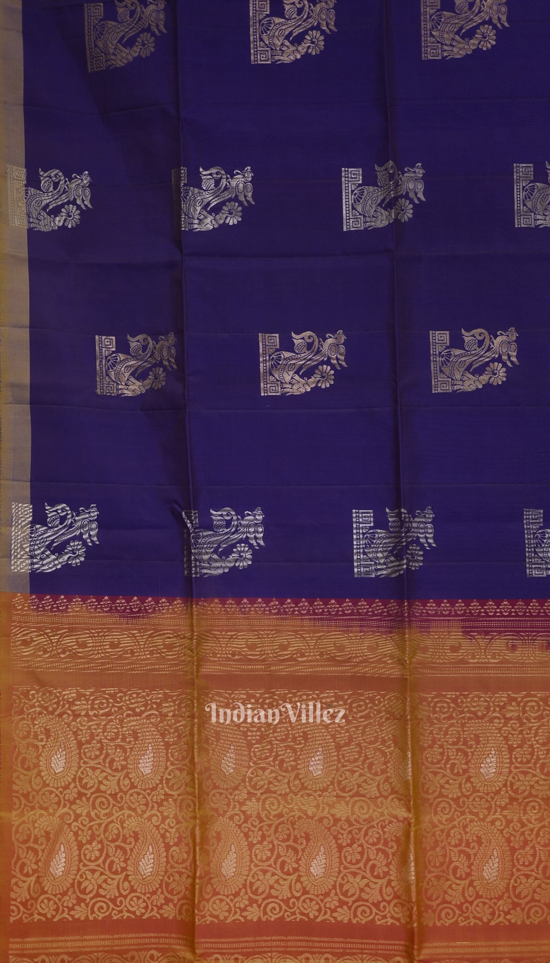 IndianVillèz Redish Purple Pure Kanjivaram Soft Silk Saree - view 3