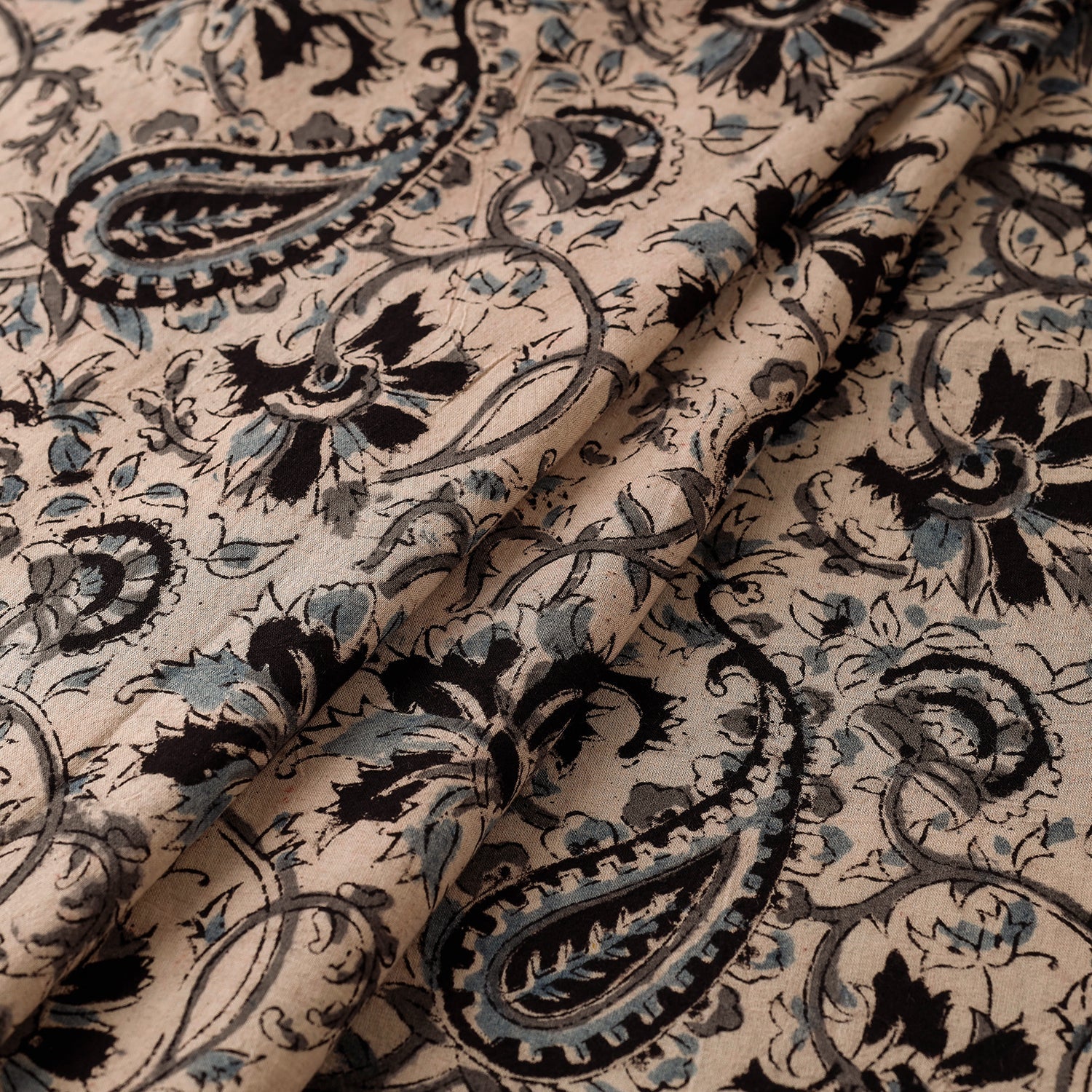 VENKATA BHANU KALAMKARI PEDANA Beige - Pedana Kalamkari Block Printed Cotton Fabric - view 2