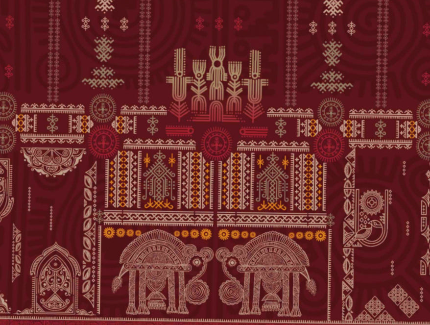 Spaces India Ornate Dark Red 100% Cotton King Size Bedsheet Rangana Digital - By Occasions - view 7