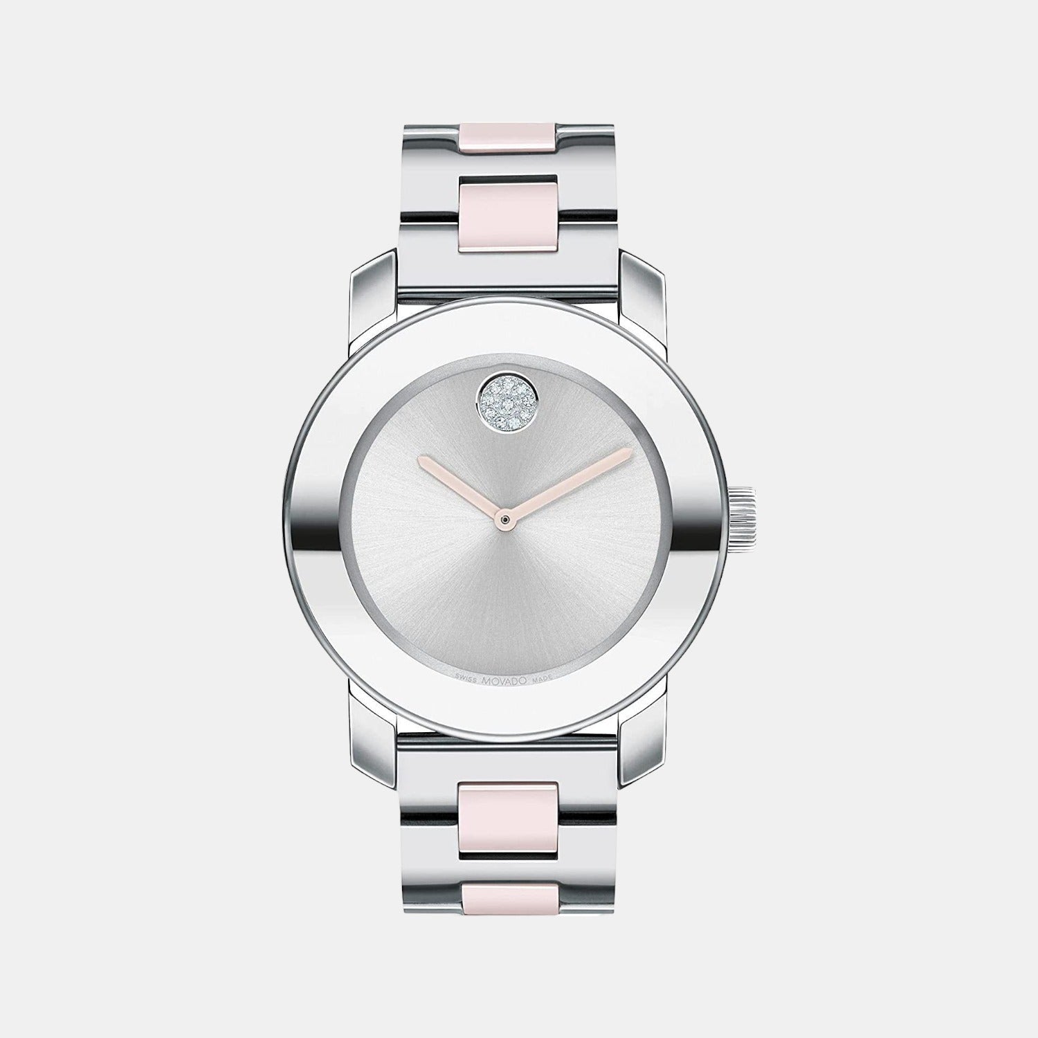 Movado Bold Ceramic Women Quartz Silver Dial Analog Stainless Steel Watch 3600801