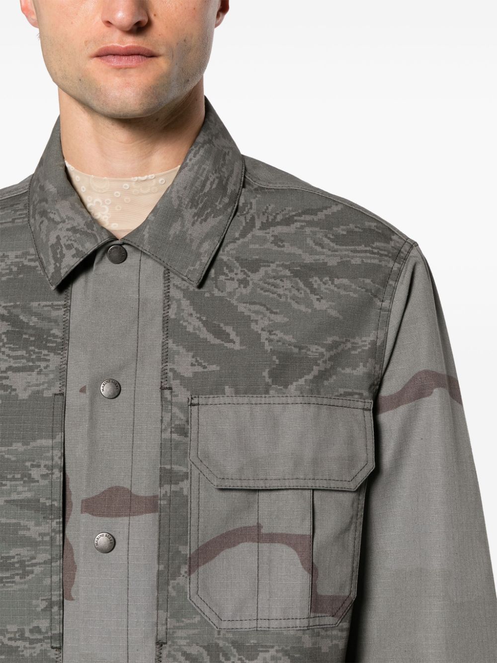 Marine Serre Rispstop classic-collar shirt jacket - view 2