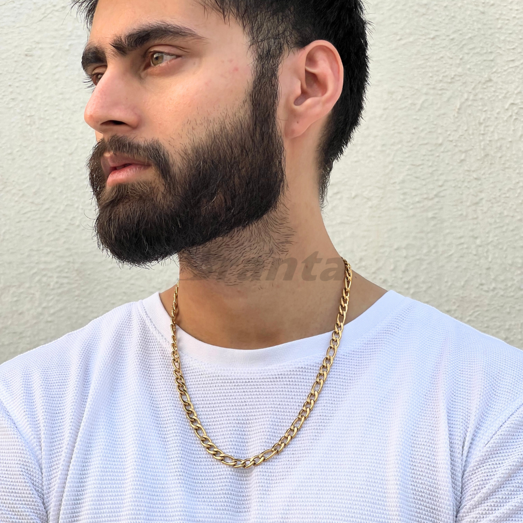 Branta Fancy Gold Curb Chain Necklace For Men - view 3