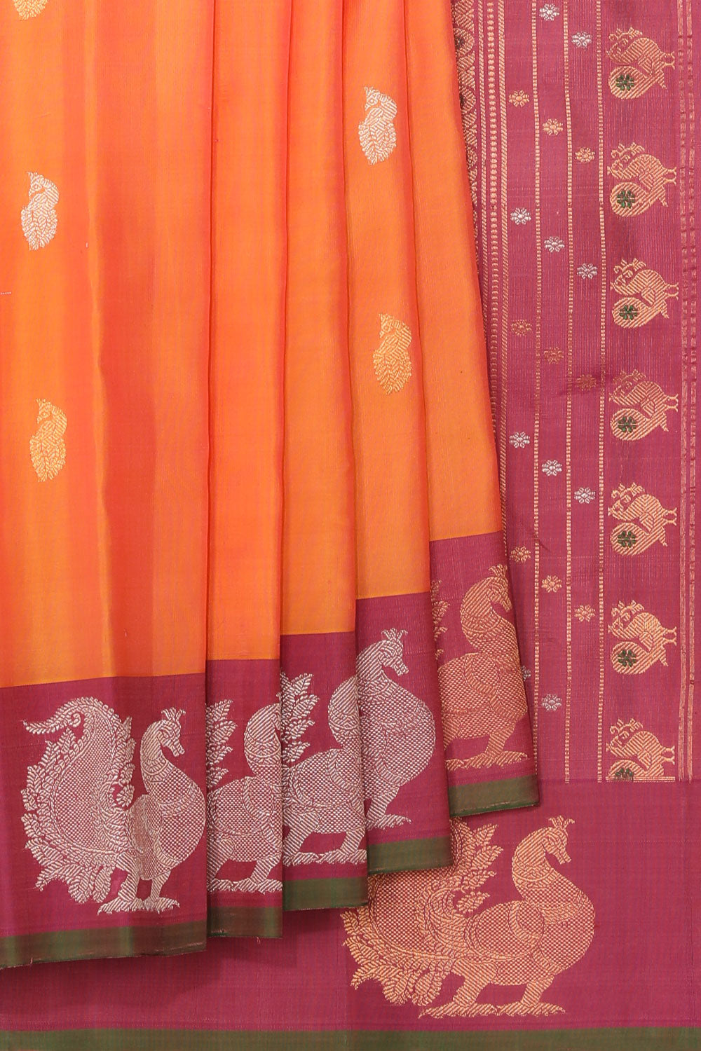 Kalanjali Gadwal Mustard Saree – Women's