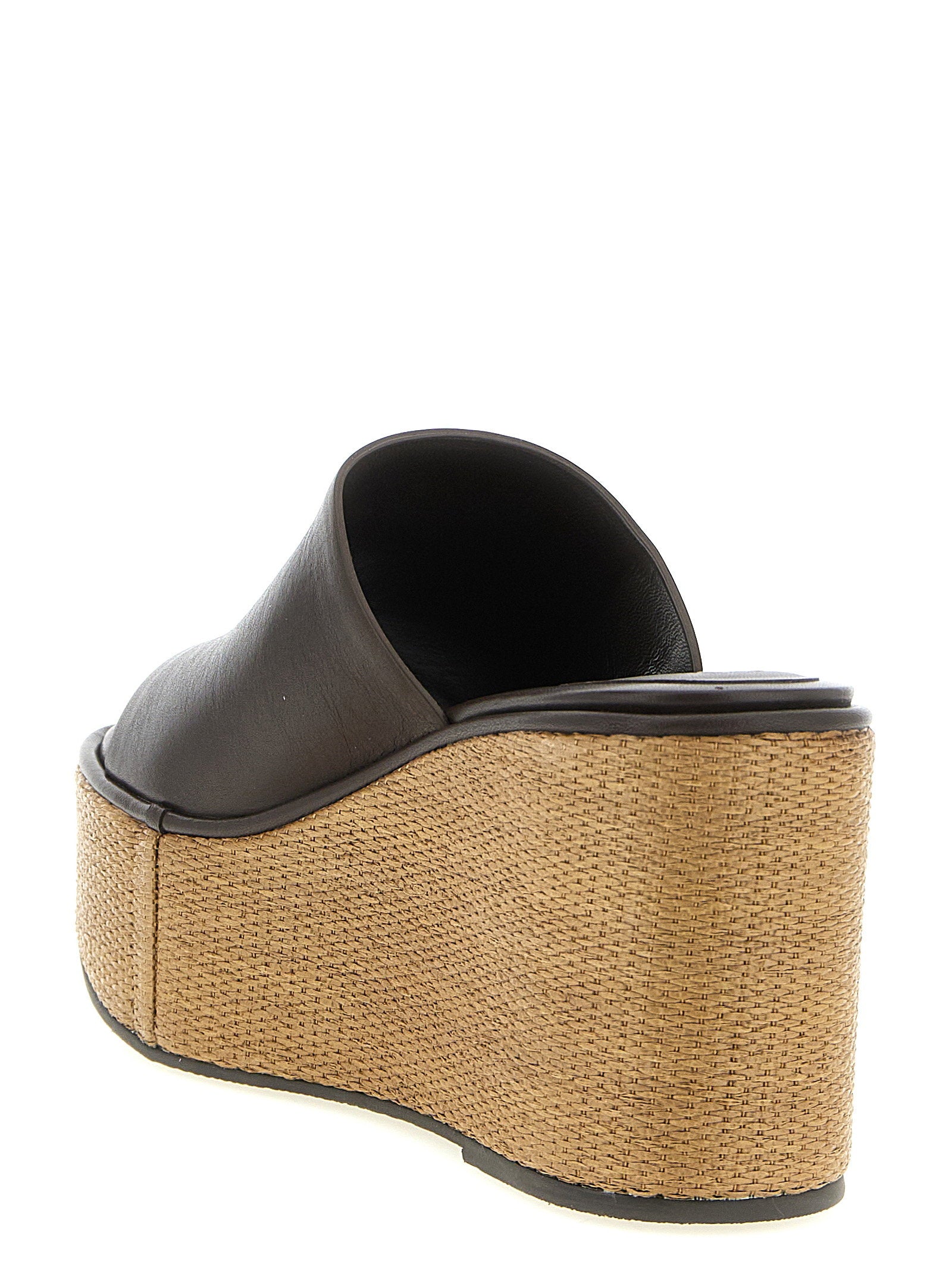 Brunello Cucinelli Leather And Raffia Wedges - view 3