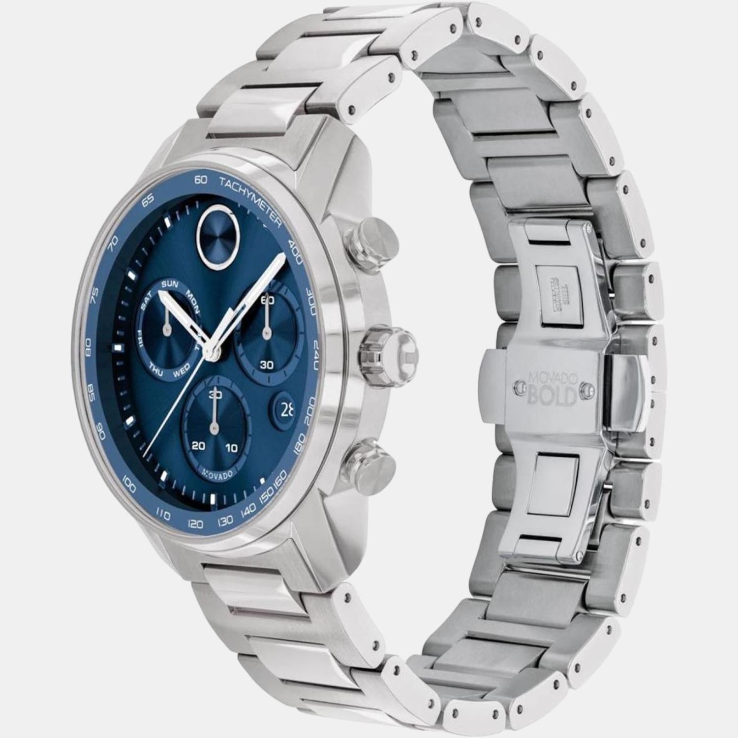Movado Bold Men Quartz Blue Dial Chronograph Stainless Steel Watch 3600740 - view 2