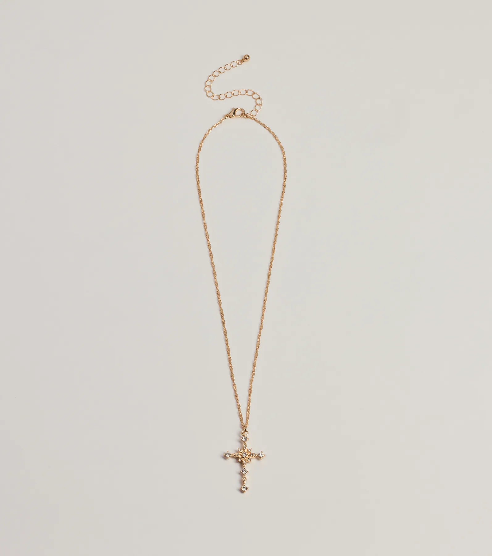 Windsor Dainty Glam Rhinestone Cross Pendant Necklace