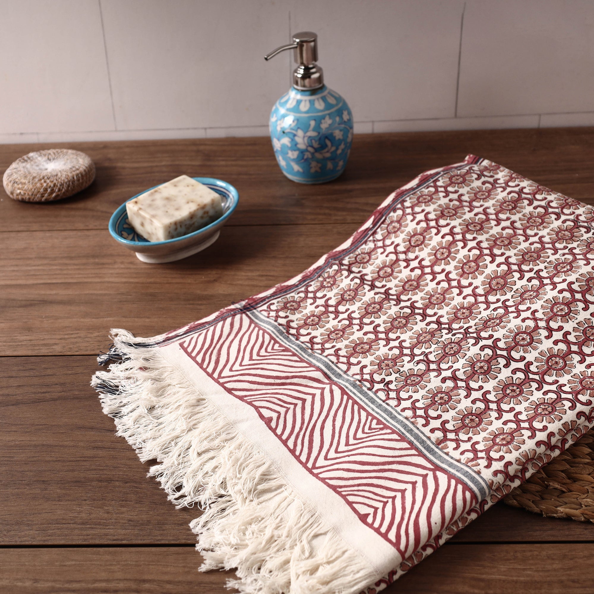 HAVELI CHRONICLES Brown - Sanganeri Block Printed Handloom Cotton Towel