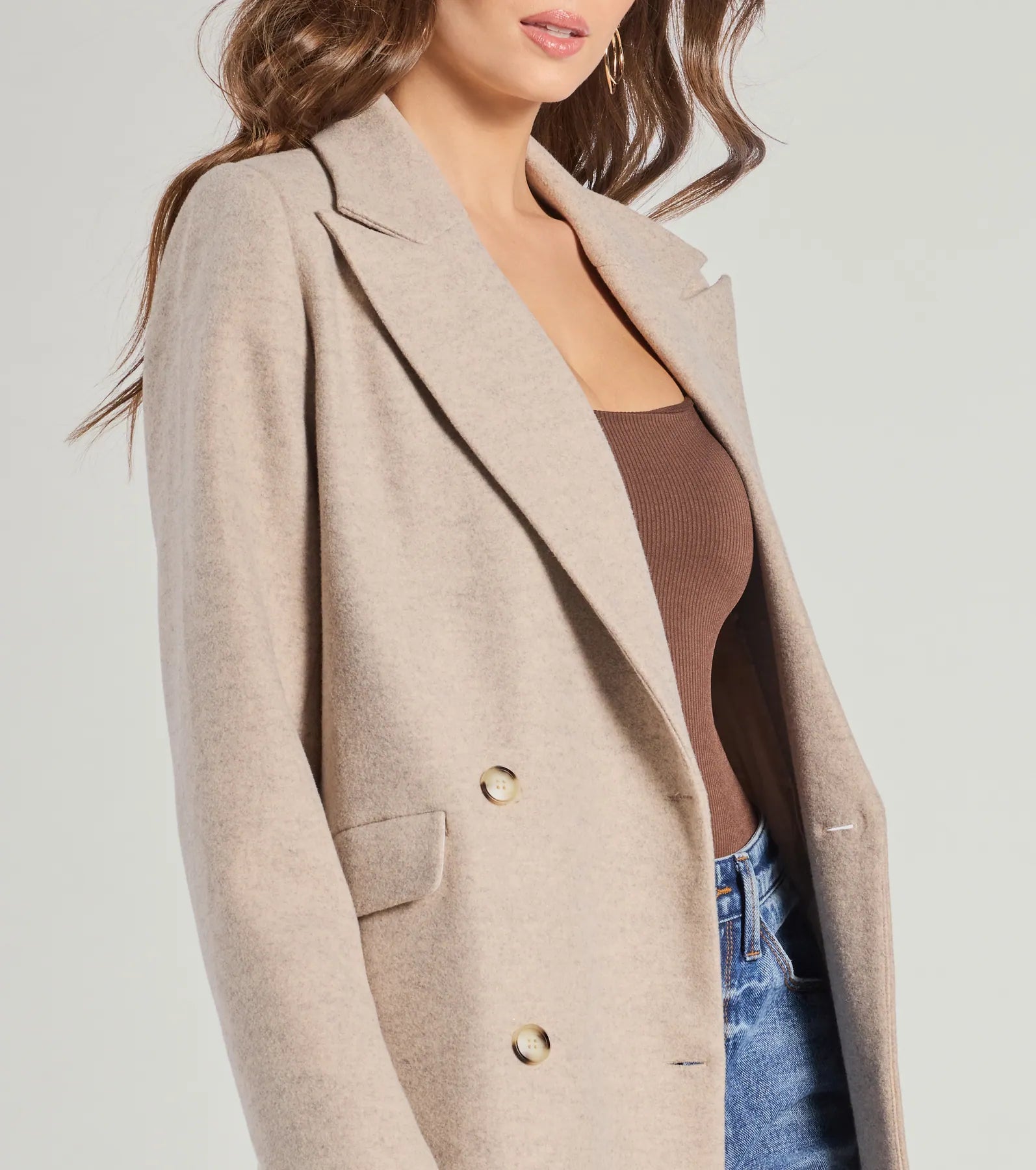 Windsor Refined Glamour Oversized Faux Wool Trench Coat - view 3