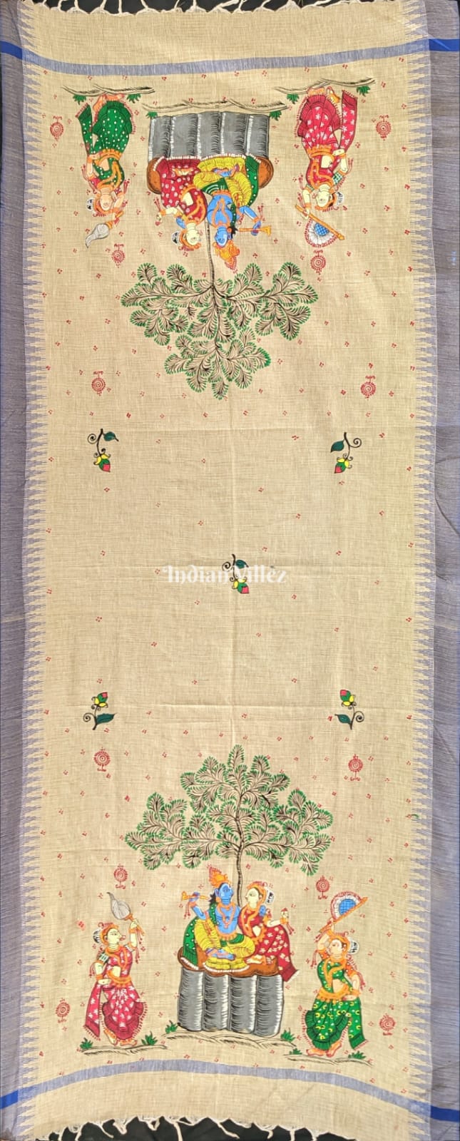 IndianVillèz Radha Krishna Pattachitra Tussar Dupatta