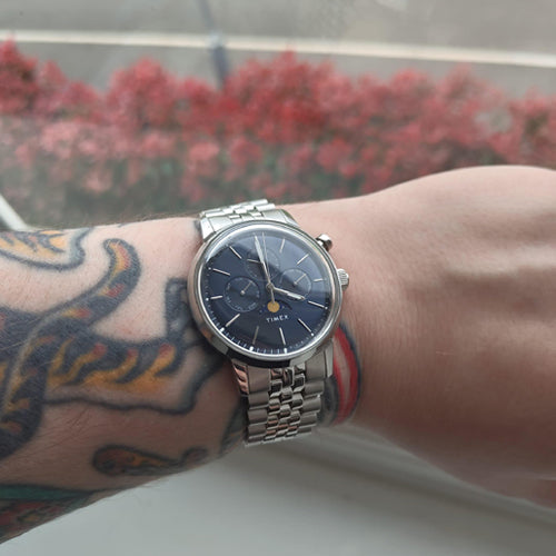 Timex Marlin Blue Round Dial Analog Moon Phase Men's Watch 40mm TWEG26802 - view 3