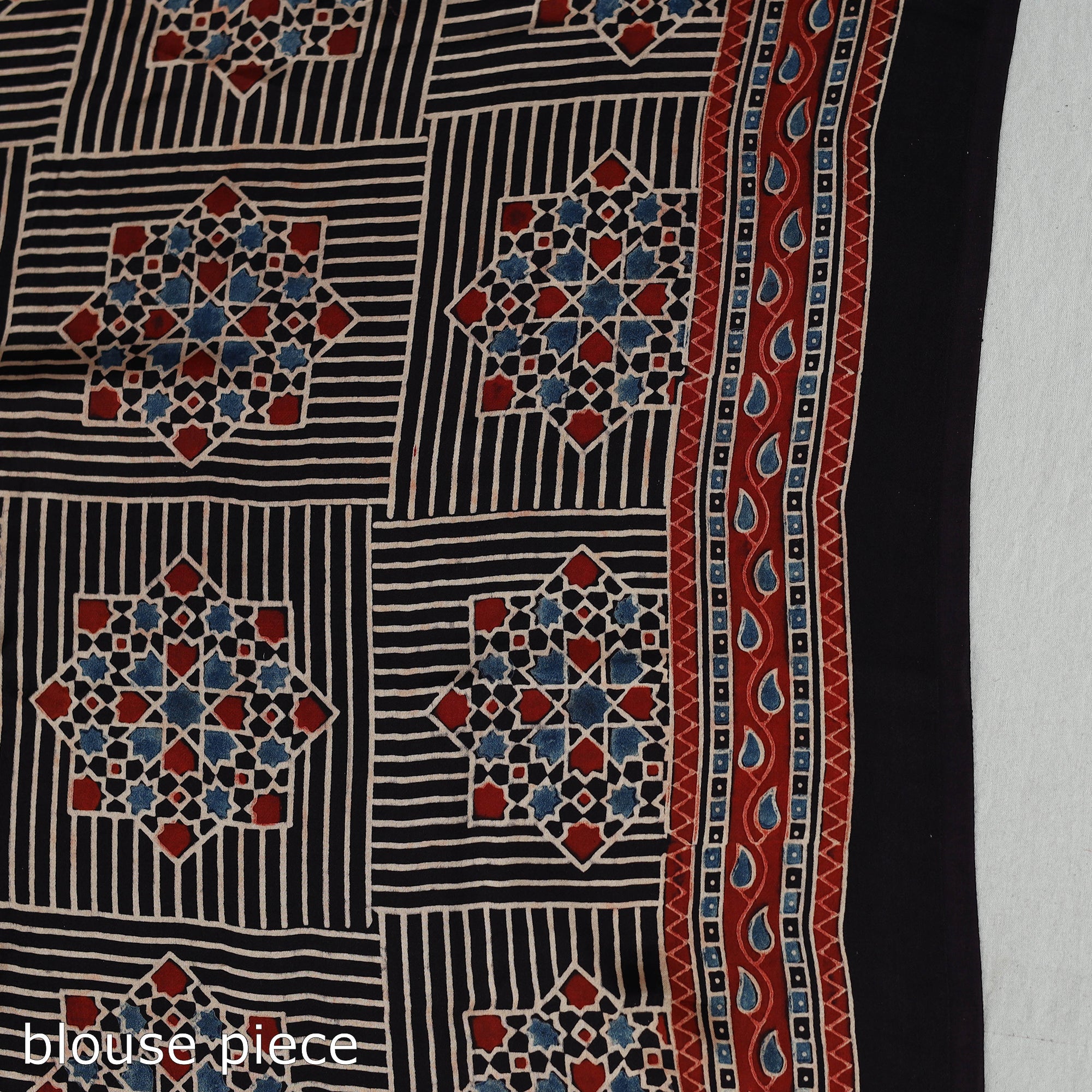 KACHCHH JI CHHAAP Black - Natural Dyed Hand Block Print Modal Silk Ajrakh Saree 16 - view 6
