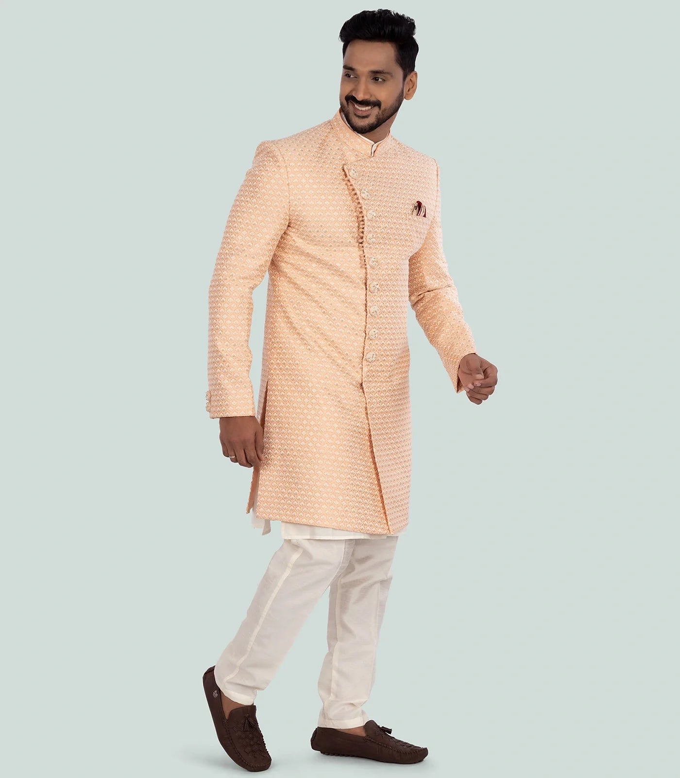 RmKV Peach Indo Western Set-Peach-42 - view 2