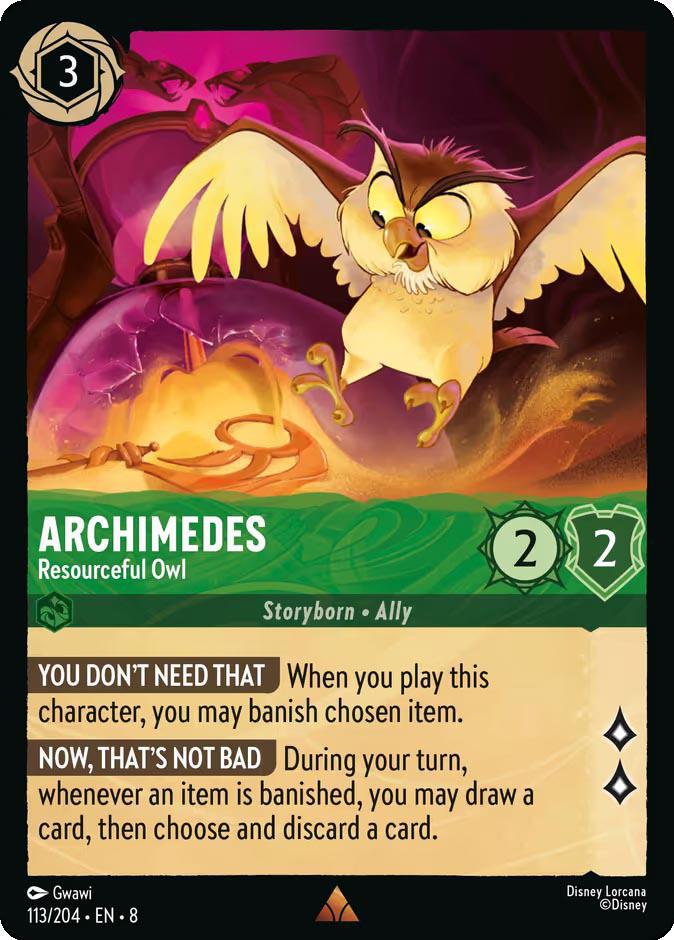 Lorcana Archimedes - Resourceful Owl - 113/204 [Reign of Jafar] [Non-Foil]