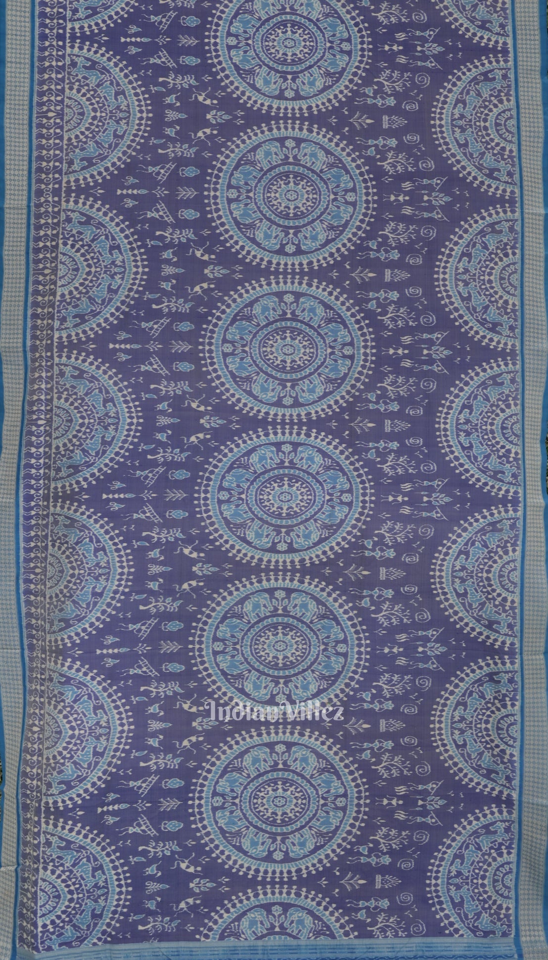 IndianVillèz Navy Blue Tribal Theme Odisha Ikat Sambalpuri Silk Saree - view 3