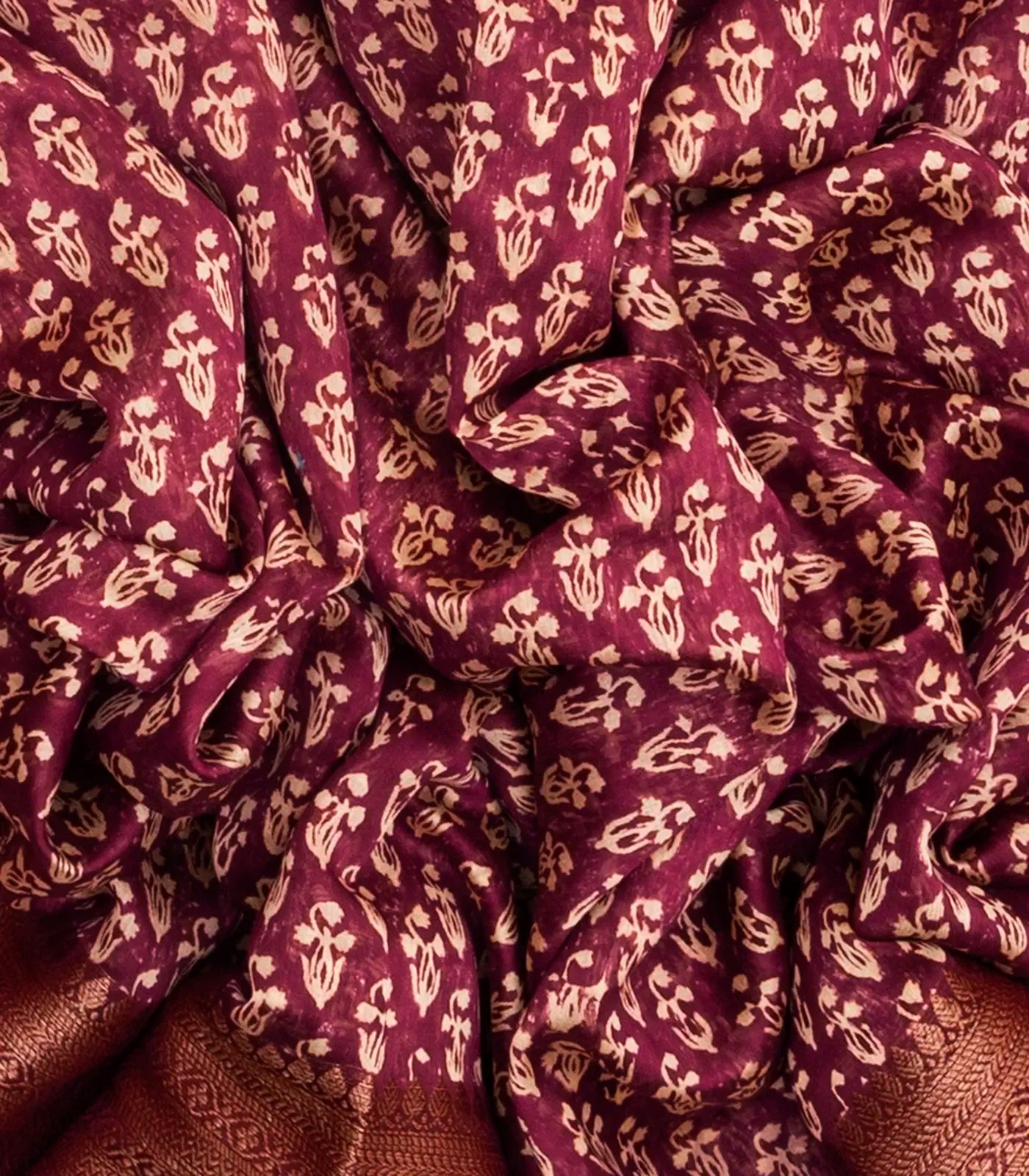 RmKV Maroon Woven Chanderi Cotton Saree With Zari Border - view 3