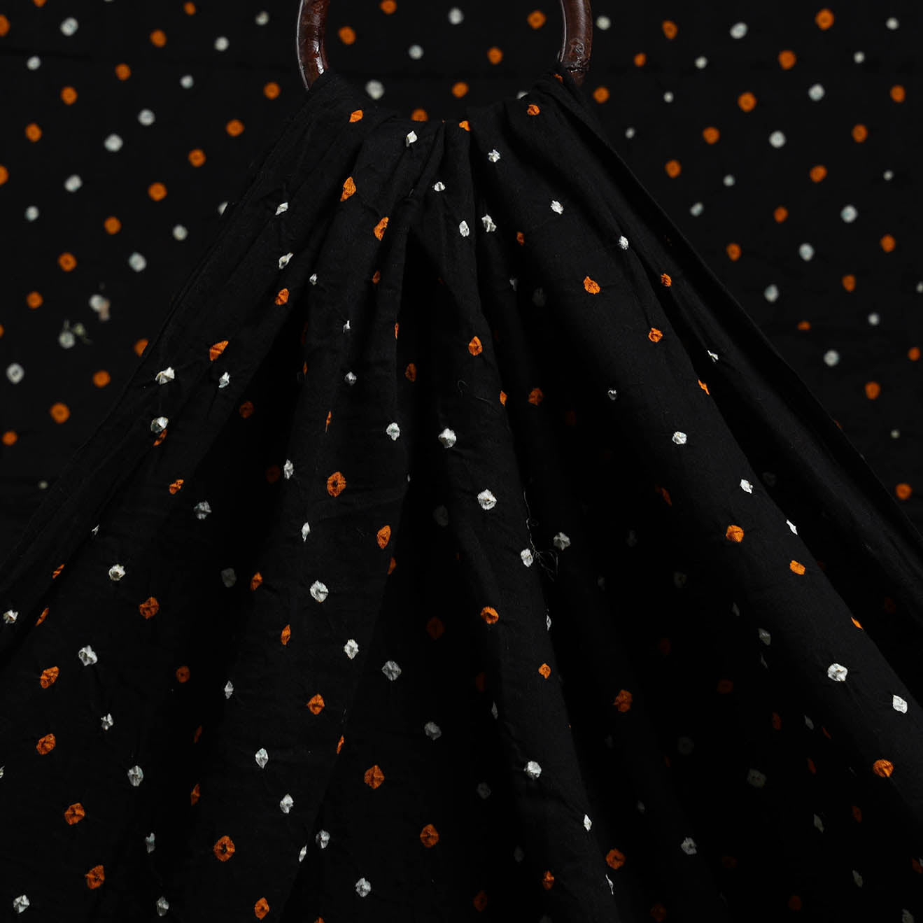 KACHCHH JI CHHAAP Black - Kutch Tie-Dye Cotton Bandhani Fabric 02 - view 3