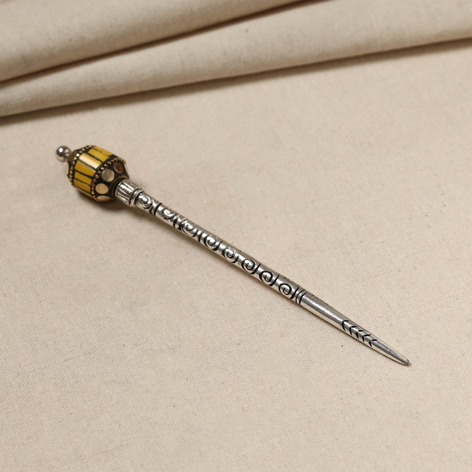 WHITE RIVER STORIES Antique Finish Oxidised German Silver Juda Stick