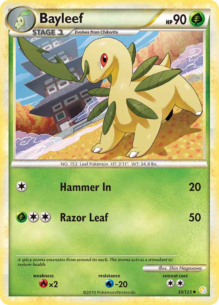 Uncommon hgss1-35 reverse – Pokémon Bayleef - 35/123 - Uncommon [hgss1-35] [Reverse Holo]