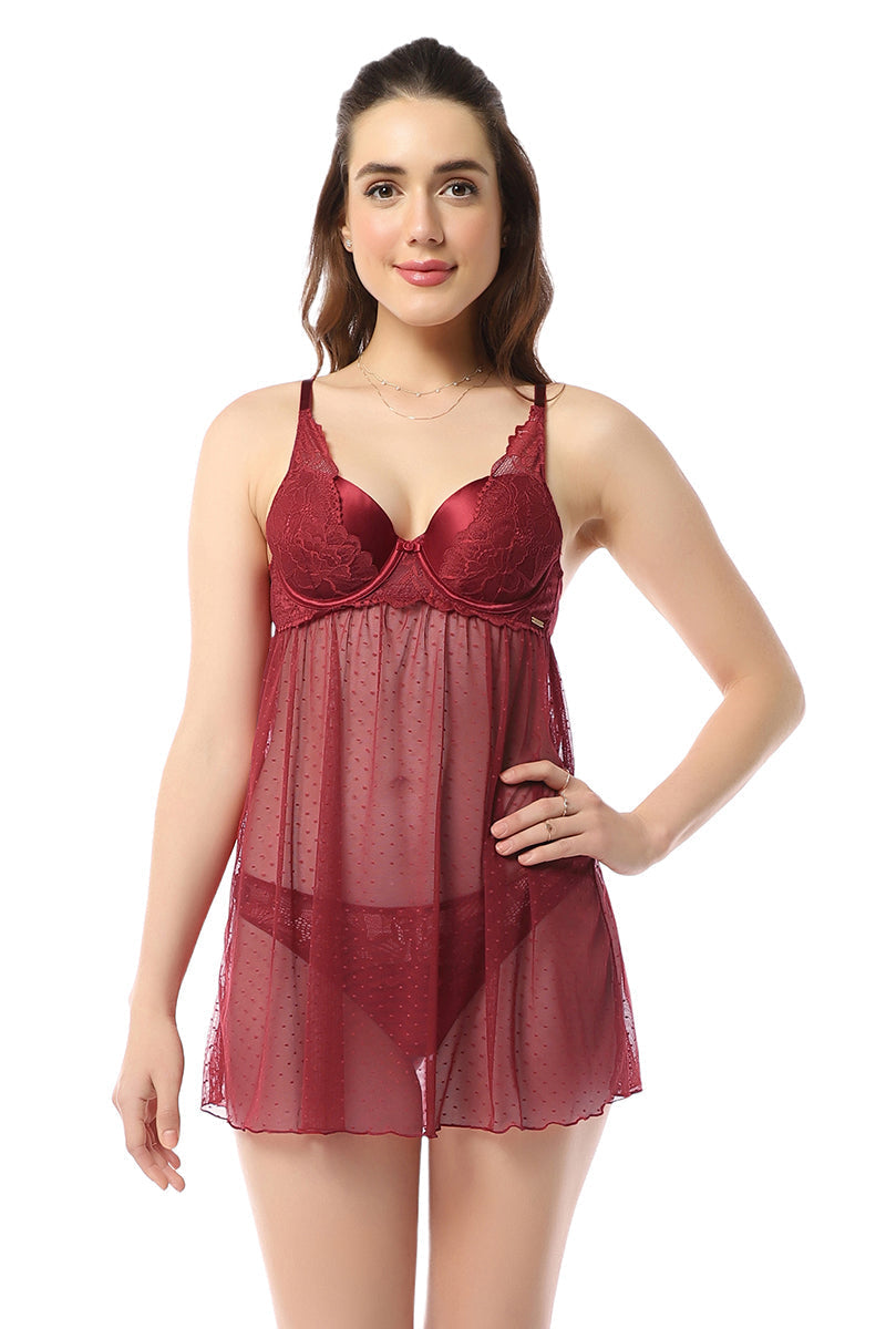 Amante Eternal Bliss Padded Wired Babydoll - Rio Red