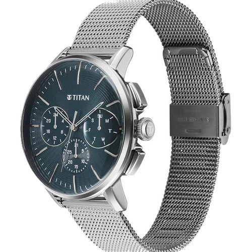 Titan Light leathers Multifunction Anthracite Dial Stainless Steel Strap Watch For Men 42mm 90200SM01 - view 2