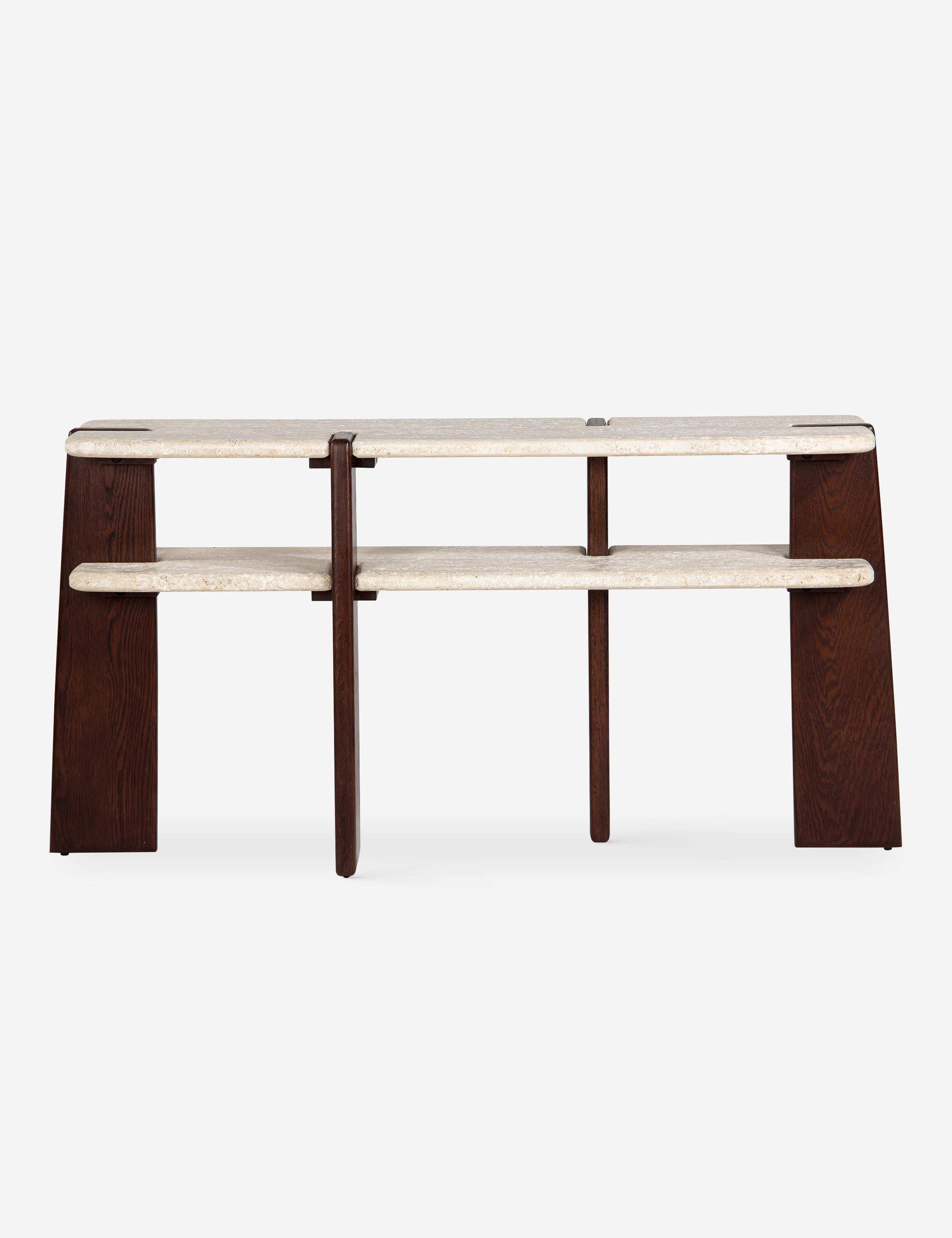 Lulu and Georgia Peryn Console Table – Brown and Travertine