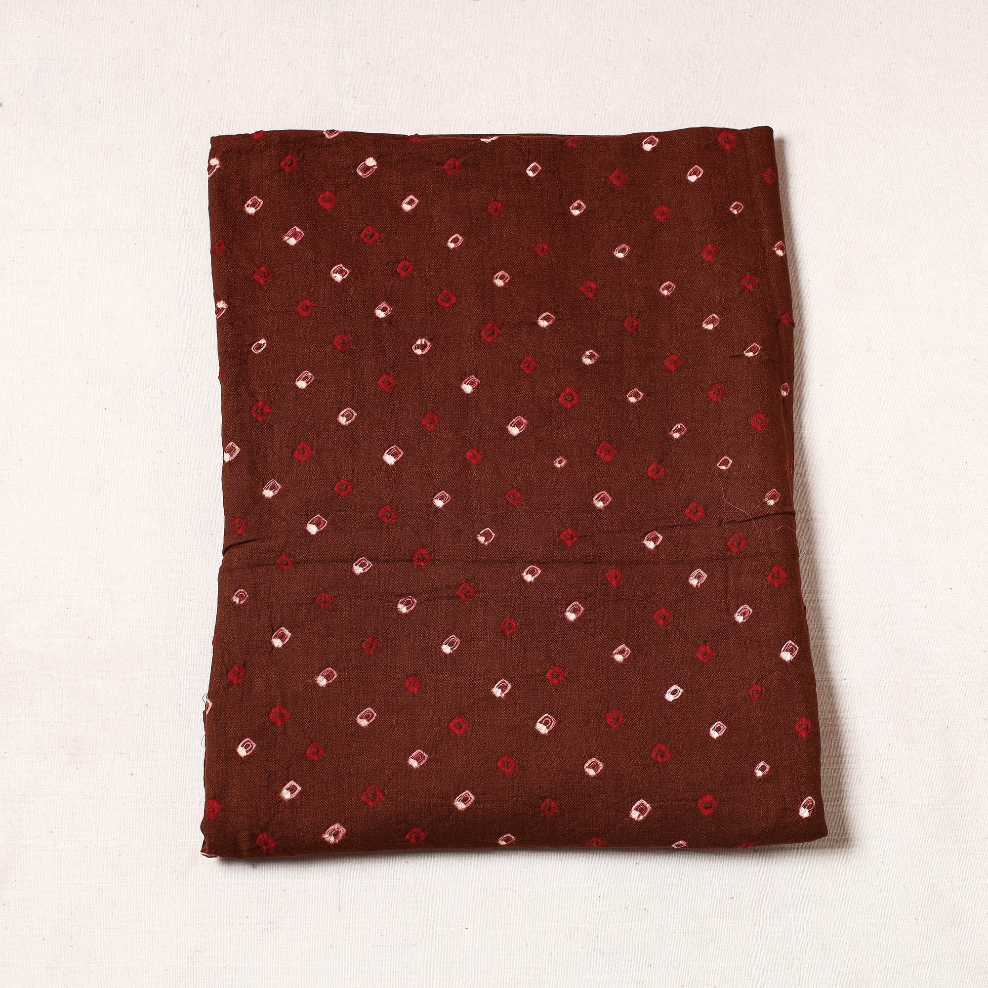 KACHCHH JI CHHAAP Brown - Kutch Bandhani Tie-Dye Satin Cotton Precut Fabric (1.75 Meter)