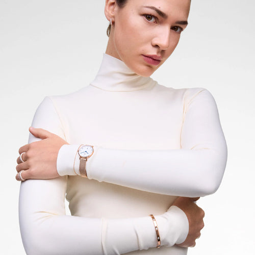 Daniel Wellington Petite Roman Numerals Date Rose Gold White Dial Women 28mm DW00100856 - view 2