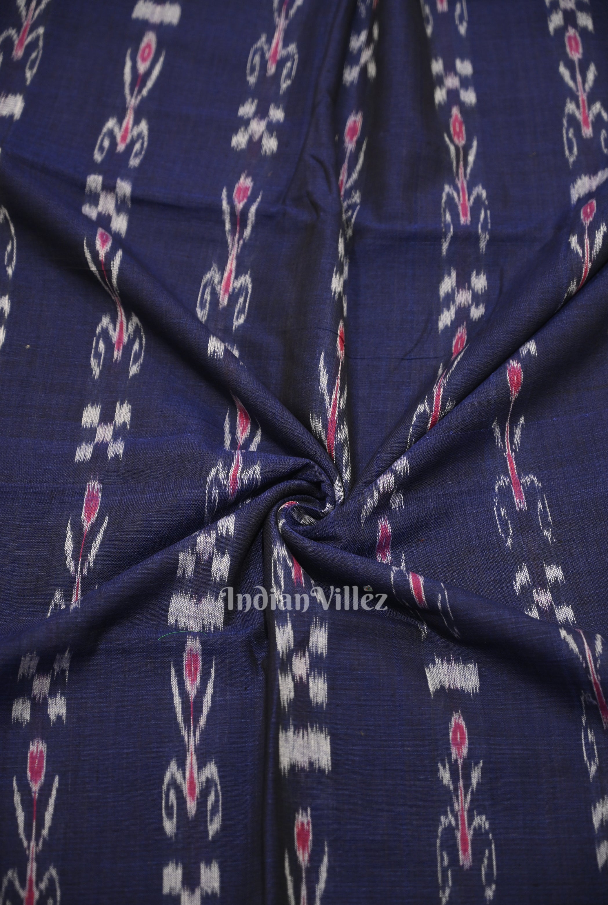 IndianVillèz Blue Mayur Chandrika Sambalpuri Ikat Cotton Fabric