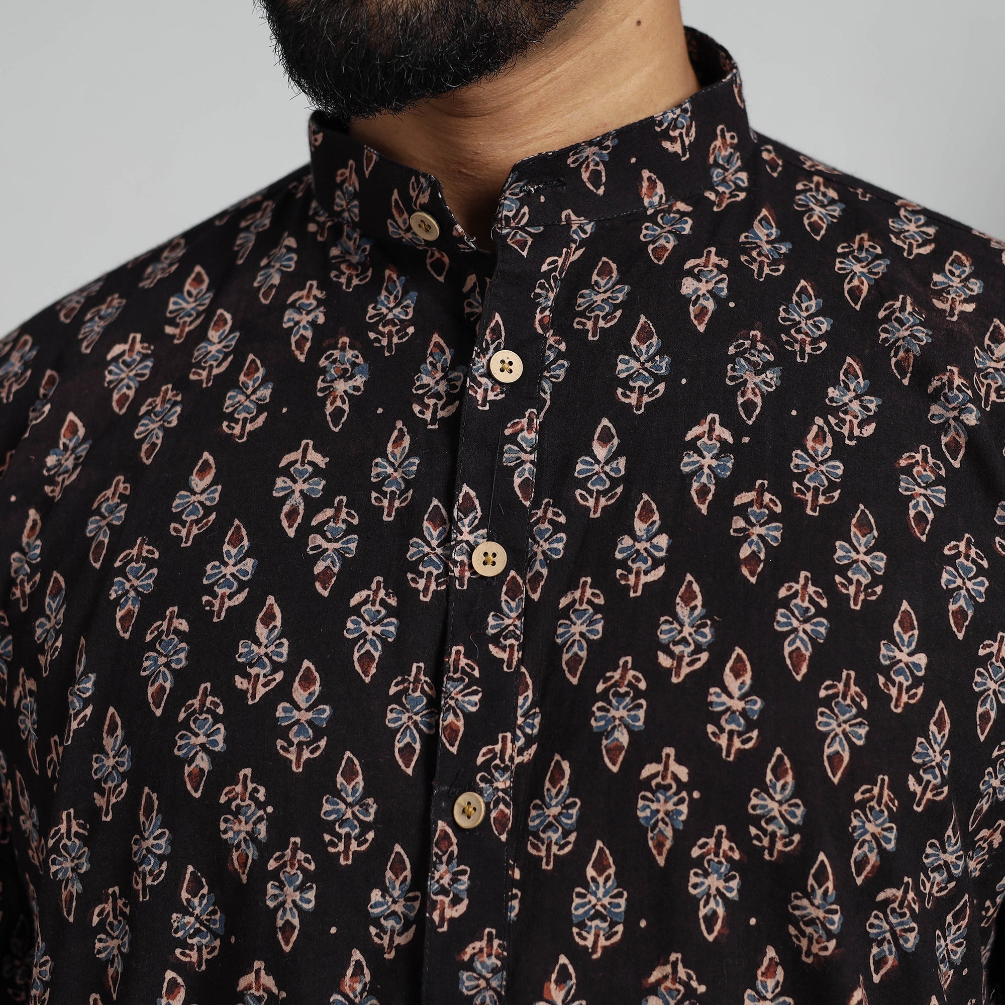 ITOKRI CASUALS Ajrakh Block Printed Cotton Men Long Kurta 10 - view 6